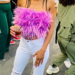 Lavender furry tube top